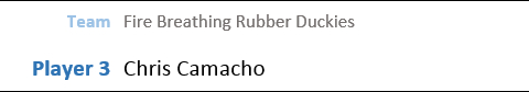 Player 3: Chris Camacho